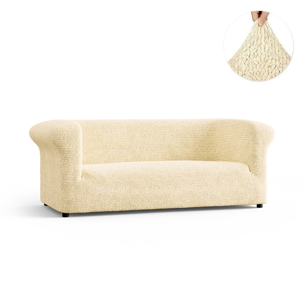 3 Seater Chesterfield Sofa Cover Beige Microfibra Collection